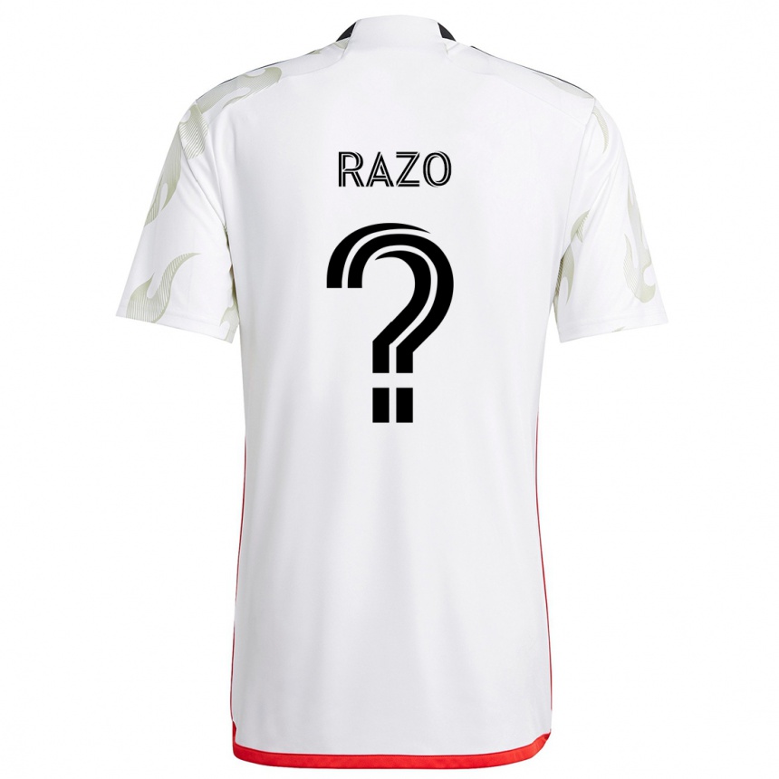 Kids Football Edgar Razo #0 White Red Black Away Jersey 2024/25 T-Shirt Canada