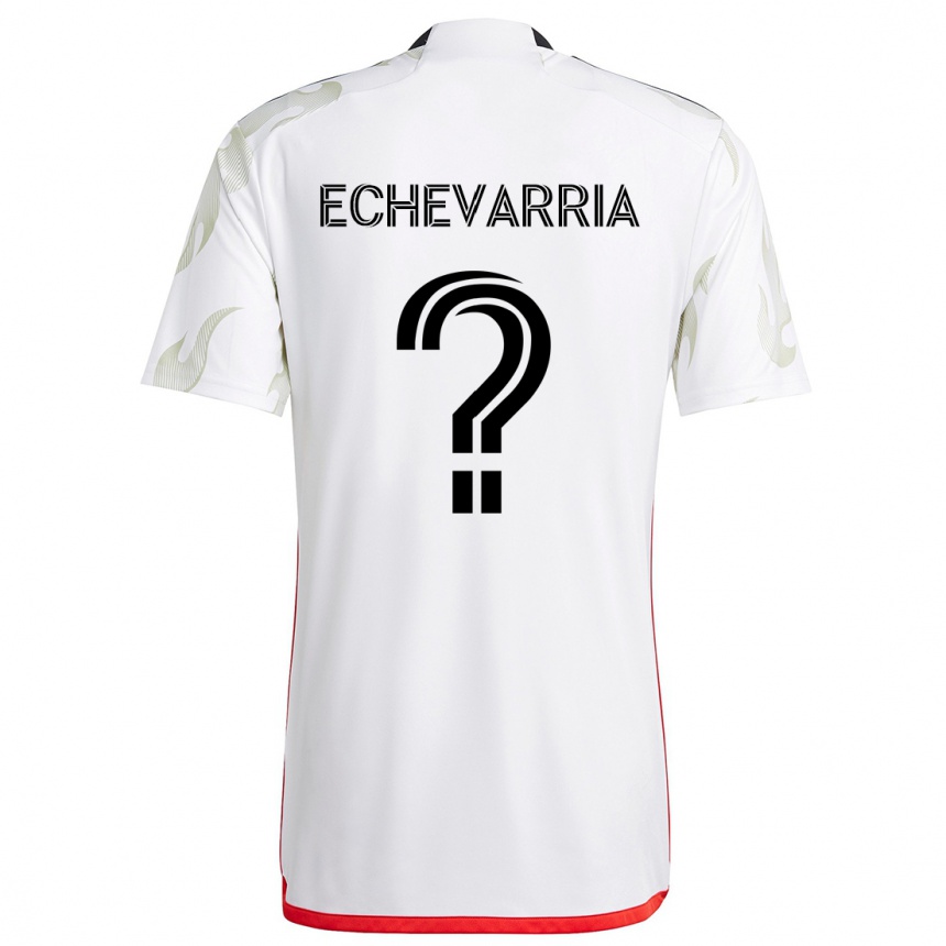 Kids Football Diego Echevarria #0 White Red Black Away Jersey 2024/25 T-Shirt Canada