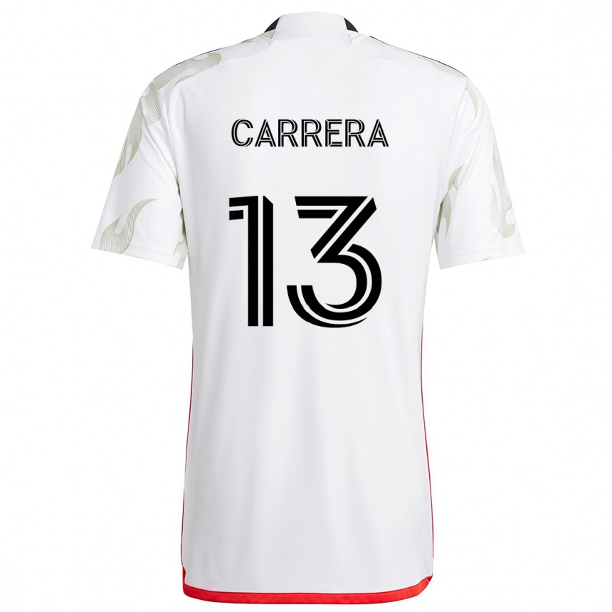 Kids Football Antonio Carrera #13 White Red Black Away Jersey 2024/25 T-Shirt Canada