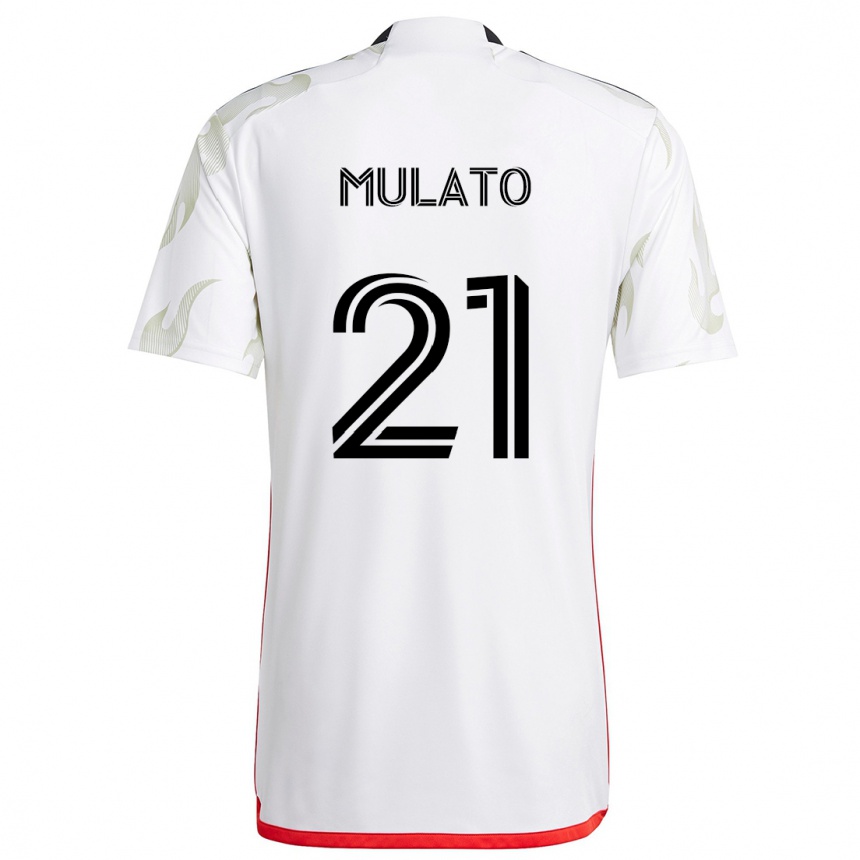 Kids Football José Mulato #21 White Red Black Away Jersey 2024/25 T-Shirt Canada