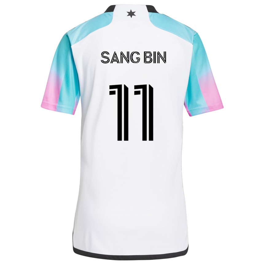 Kids Football Sang-Bin Jeong #11 White Blue Black Away Jersey 2024/25 T-Shirt Canada