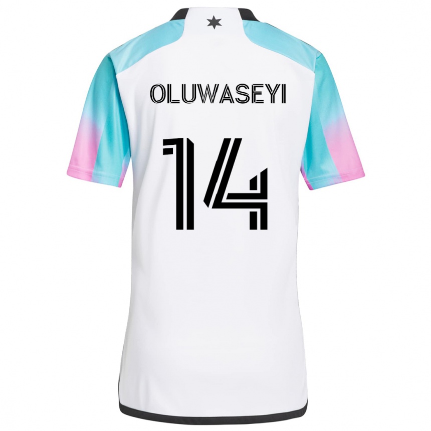 Kids Football Tani Oluwaseyi #14 White Blue Black Away Jersey 2024/25 T-Shirt Canada