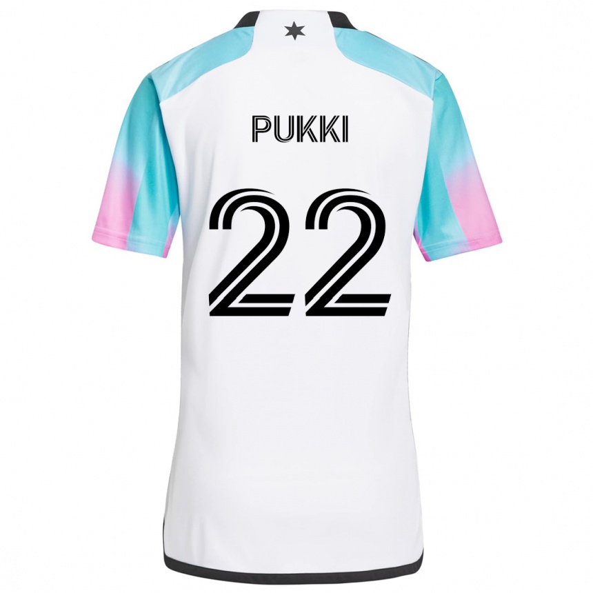 Kids Football Teemu Pukki #22 White Blue Black Away Jersey 2024/25 T-Shirt Canada