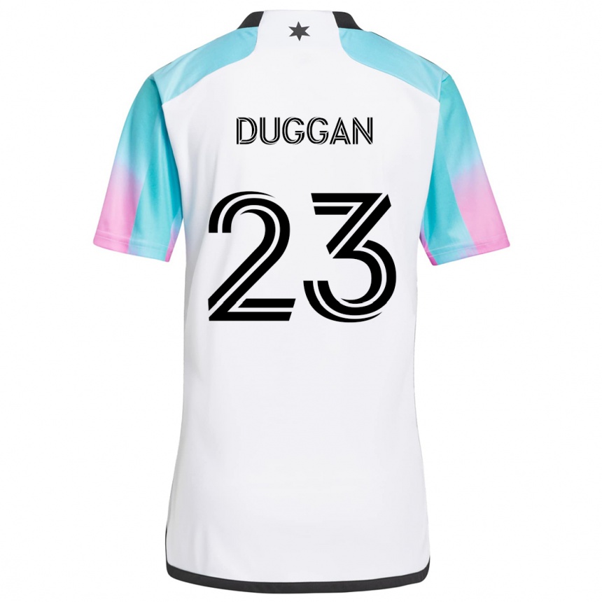 Kids Football Morris Duggan #23 White Blue Black Away Jersey 2024/25 T-Shirt Canada