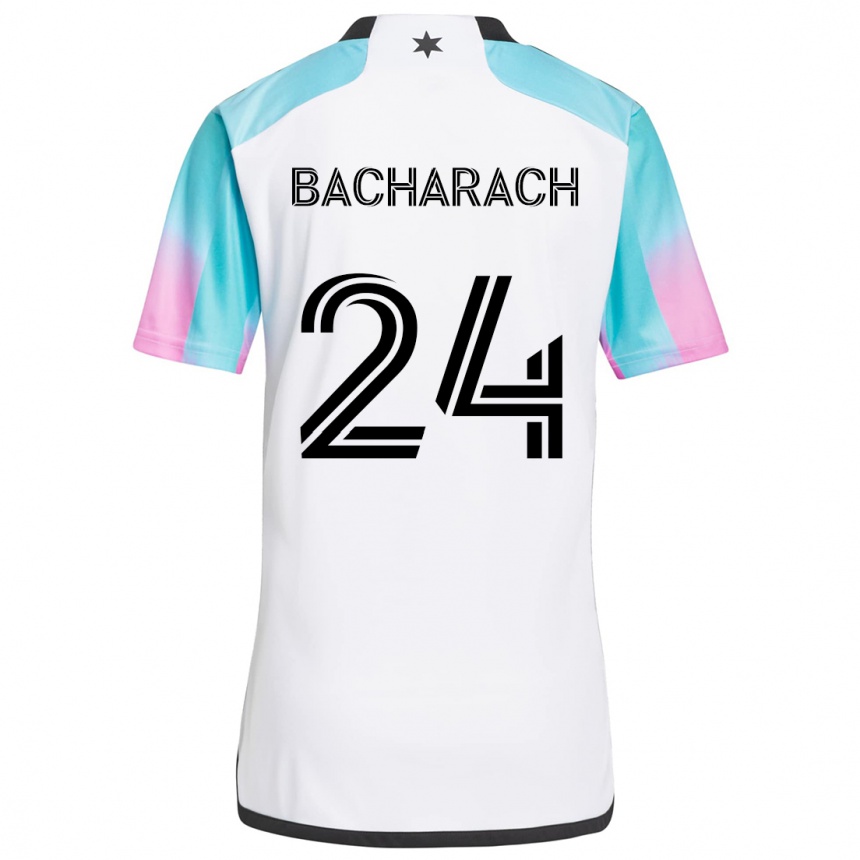 Kids Football Hugo Bacharach #24 White Blue Black Away Jersey 2024/25 T-Shirt Canada