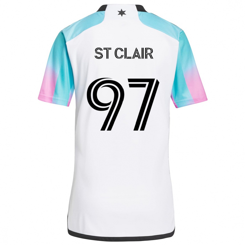 Kids Football Dayne St. Clair #97 White Blue Black Away Jersey 2024/25 T-Shirt Canada