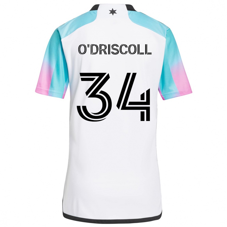 Kids Football Rory O'driscoll #34 White Blue Black Away Jersey 2024/25 T-Shirt Canada