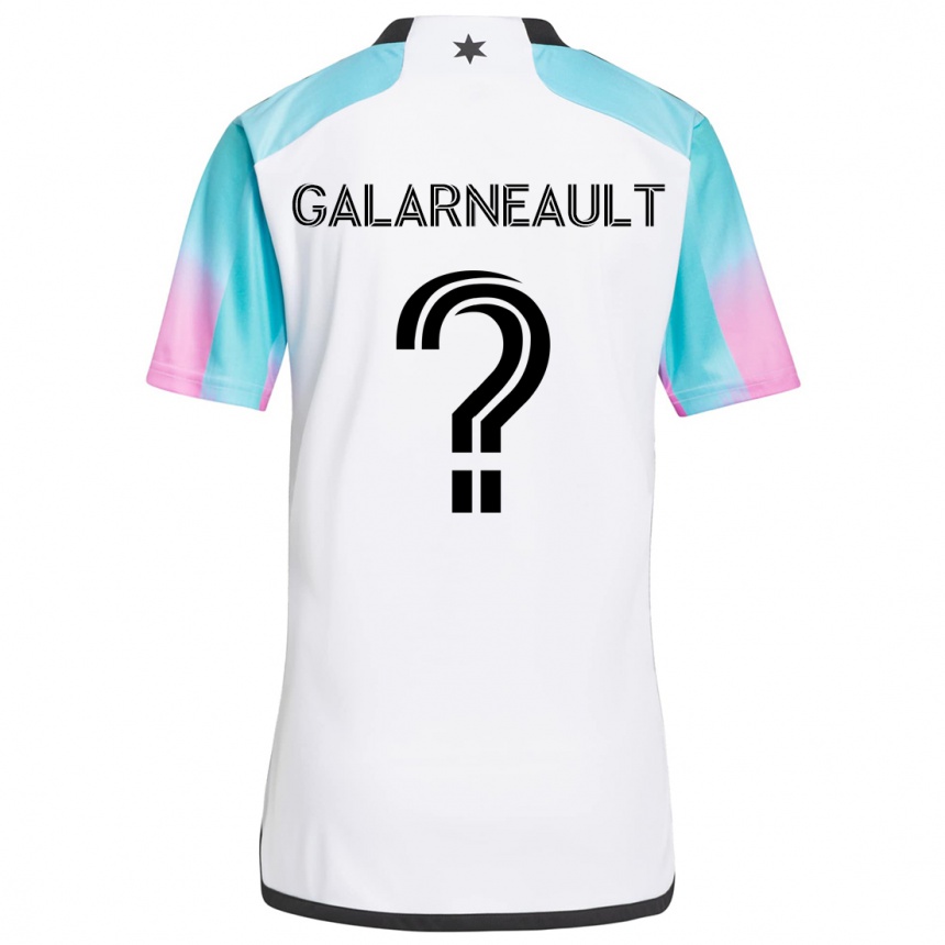 Enfant Football Maillot Benjamin Galarneault #0 Blanc Bleu Noir Tenues Extérieur 2024/25 Canada