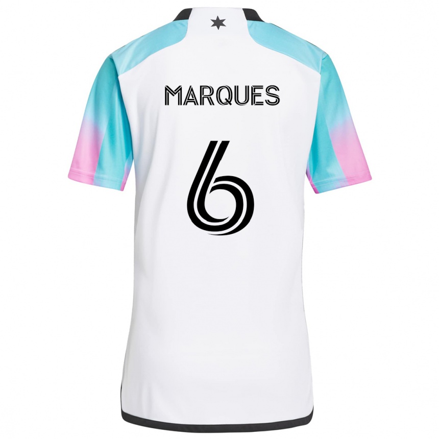 Enfant Football Maillot Mikael Marqués #6 Blanc Bleu Noir Tenues Extérieur 2024/25 Canada