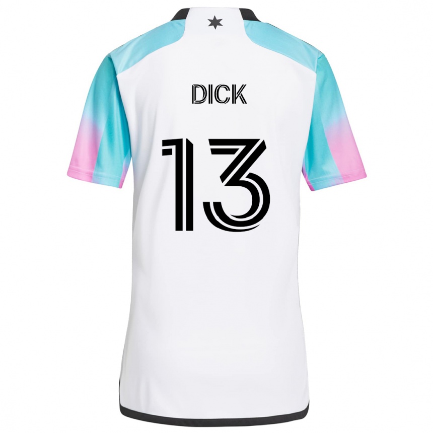 Kids Football Eric Dick #13 White Blue Black Away Jersey 2024/25 T-Shirt Canada