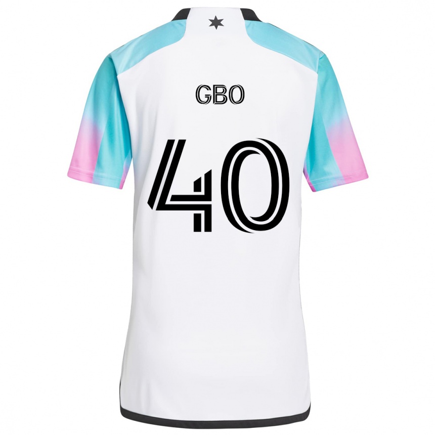 Kids Football Cedrik Gbo #40 White Blue Black Away Jersey 2024/25 T-Shirt Canada