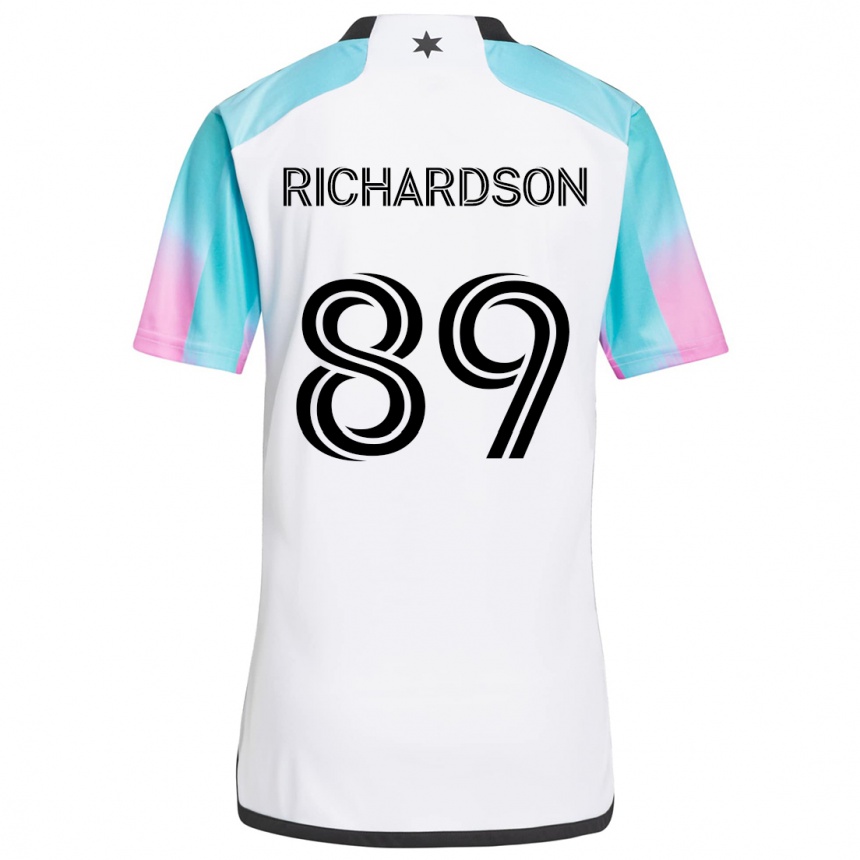 Kids Football Nick Richardson #89 White Blue Black Away Jersey 2024/25 T-Shirt Canada