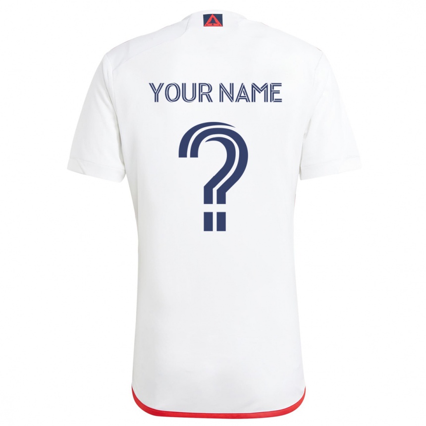 Kids Football Your Name #0 White Red Away Jersey 2024/25 T-Shirt Canada