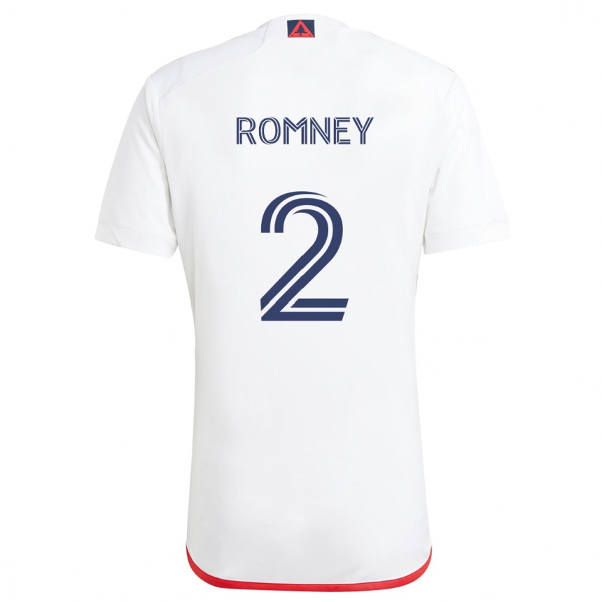 Kids Football Dave Romney #2 White Red Away Jersey 2024/25 T-Shirt Canada