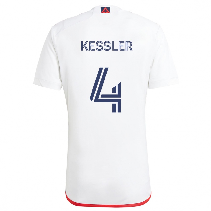 Enfant Football Maillot Henry Kessler #4 Blanc Rouge Tenues Extérieur 2024/25 Canada