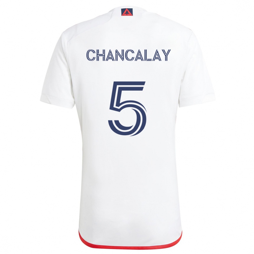 Kids Football Tomás Chancalay #5 White Red Away Jersey 2024/25 T-Shirt Canada