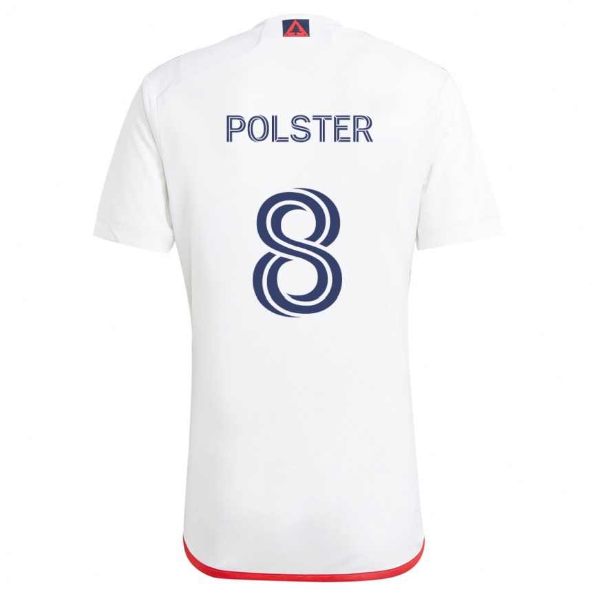 Enfant Football Maillot Matt Polster #8 Blanc Rouge Tenues Extérieur 2024/25 Canada