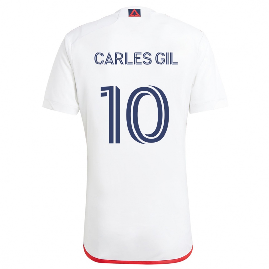 Kids Football Carles Gil #10 White Red Away Jersey 2024/25 T-Shirt Canada