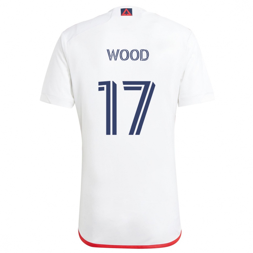 Kids Football Bobby Wood #17 White Red Away Jersey 2024/25 T-Shirt Canada