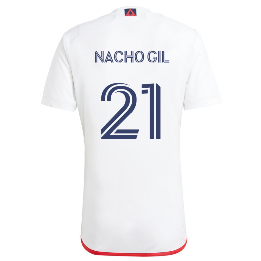 Kids Football Nacho Gil #21 White Red Away Jersey 2024/25 T-Shirt Canada