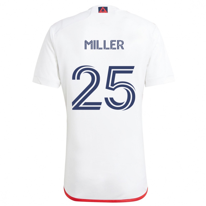 Kids Football Peyton Miller #25 White Red Away Jersey 2024/25 T-Shirt Canada