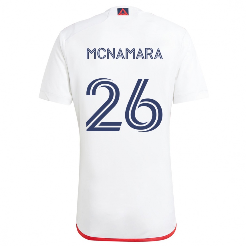 Kids Football Tommy Mcnamara #26 White Red Away Jersey 2024/25 T-Shirt Canada