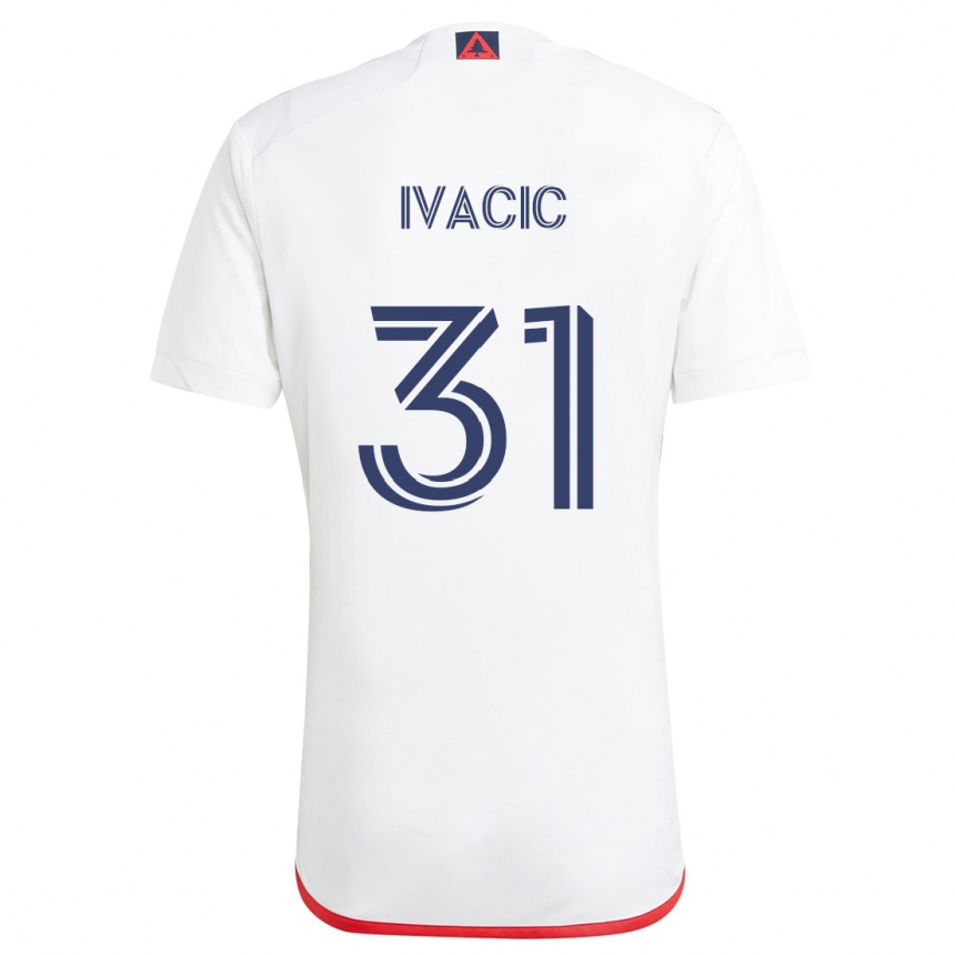 Kids Football Aljaz Ivacic #31 White Red Away Jersey 2024/25 T-Shirt Canada