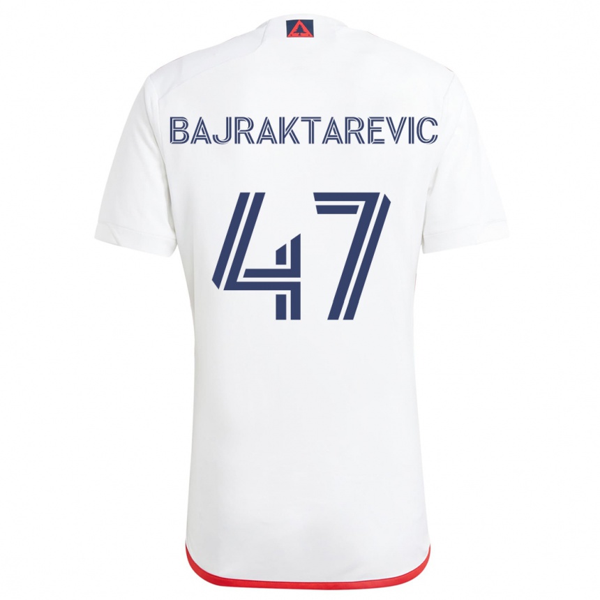 Kids Football Esmir Bajraktarevic #47 White Red Away Jersey 2024/25 T-Shirt Canada