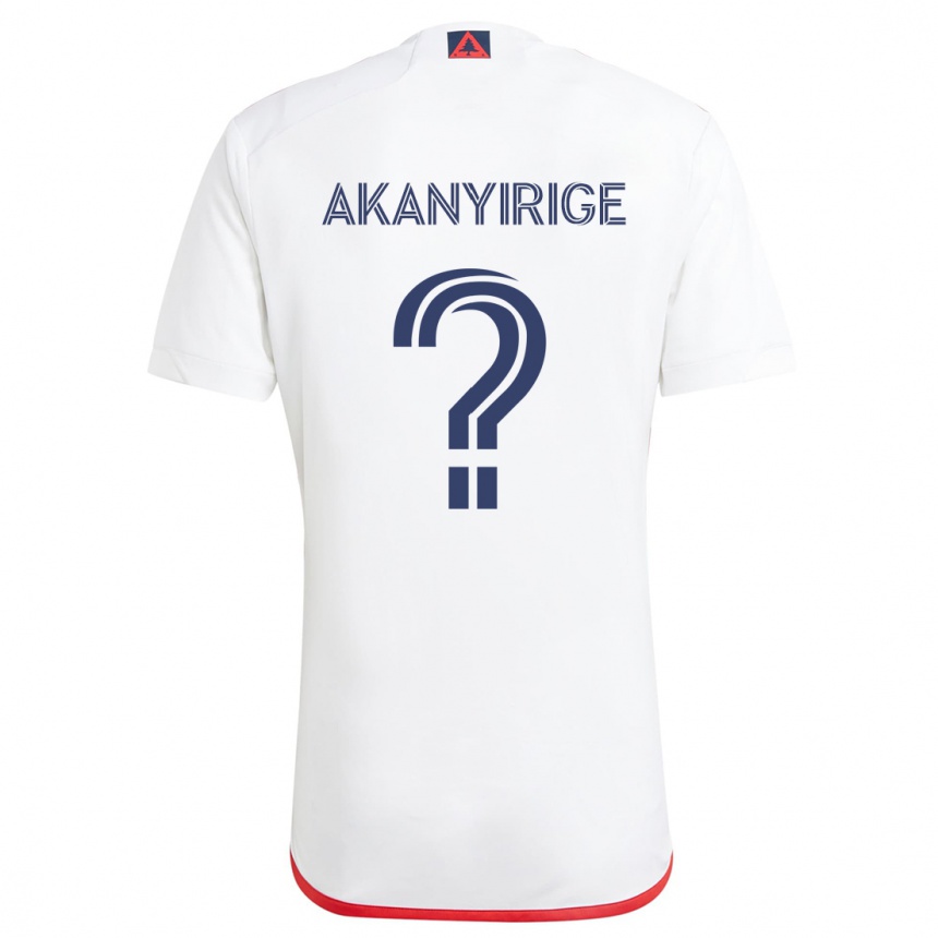 Kids Football Jacob Akanyirige #0 White Red Away Jersey 2024/25 T-Shirt Canada