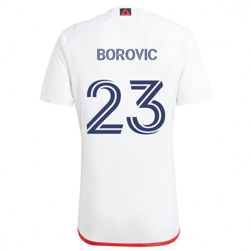 Kids Football Luka Borovic #23 White Red Away Jersey 2024/25 T-Shirt Canada