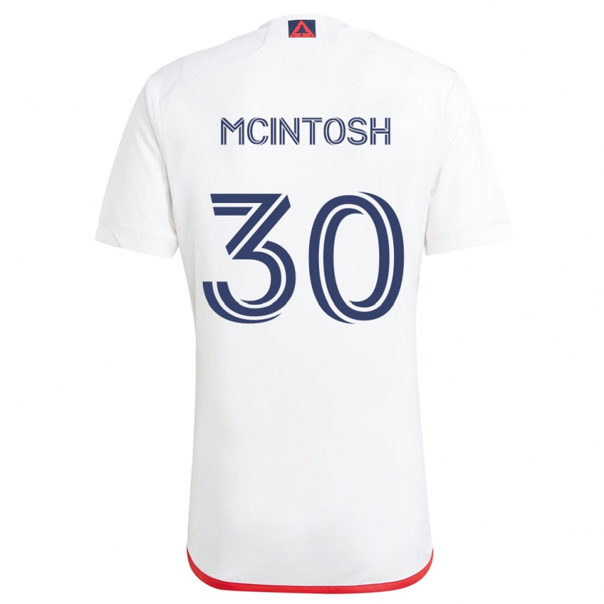 Kids Football Damario Mcintosh #30 White Red Away Jersey 2024/25 T-Shirt Canada