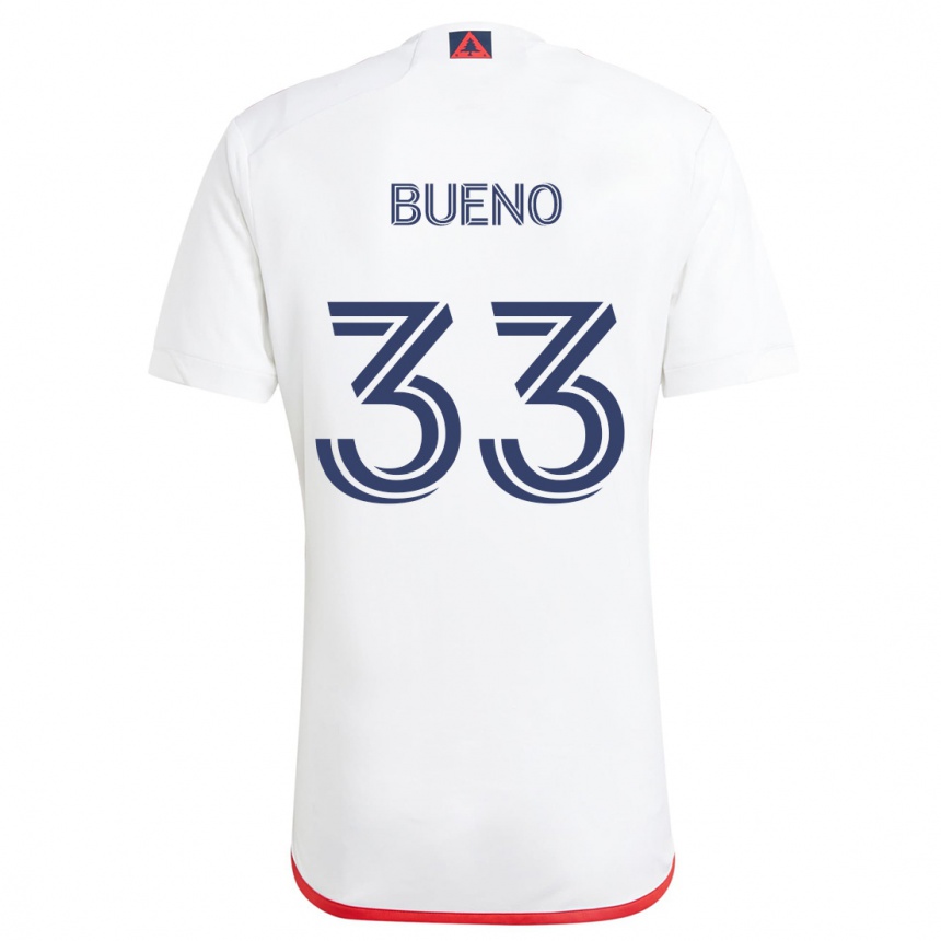 Kids Football Brandonn Bueno #33 White Red Away Jersey 2024/25 T-Shirt Canada