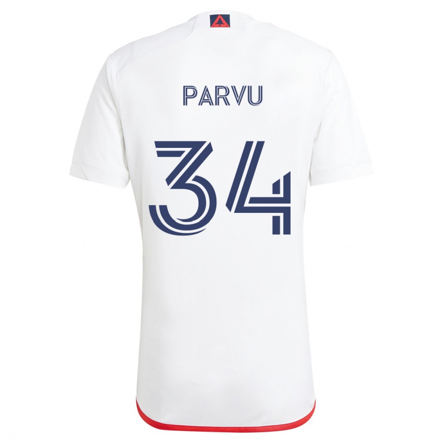 Enfant Football Maillot Alexandru Parvu #34 Blanc Rouge Tenues Extérieur 2024/25 Canada