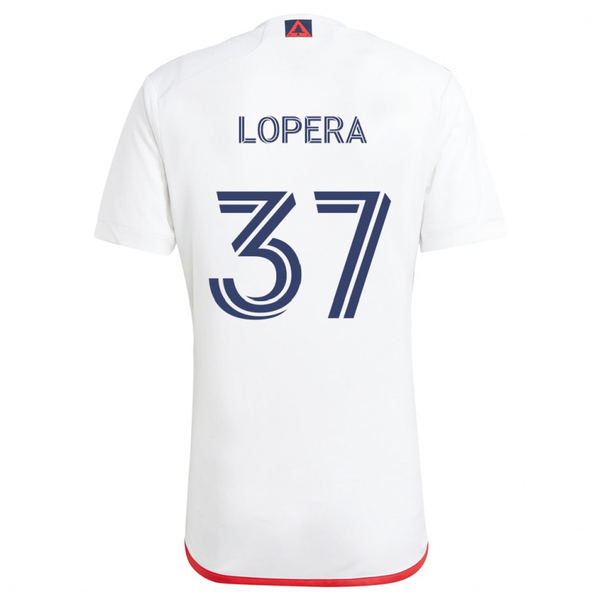 Kids Football Steban Lopera #37 White Red Away Jersey 2024/25 T-Shirt Canada