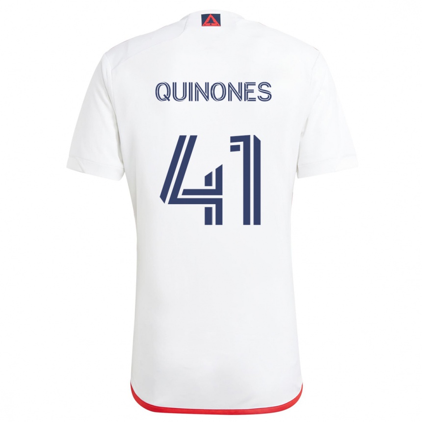 Kids Football Colby Quiñónes #41 White Red Away Jersey 2024/25 T-Shirt Canada