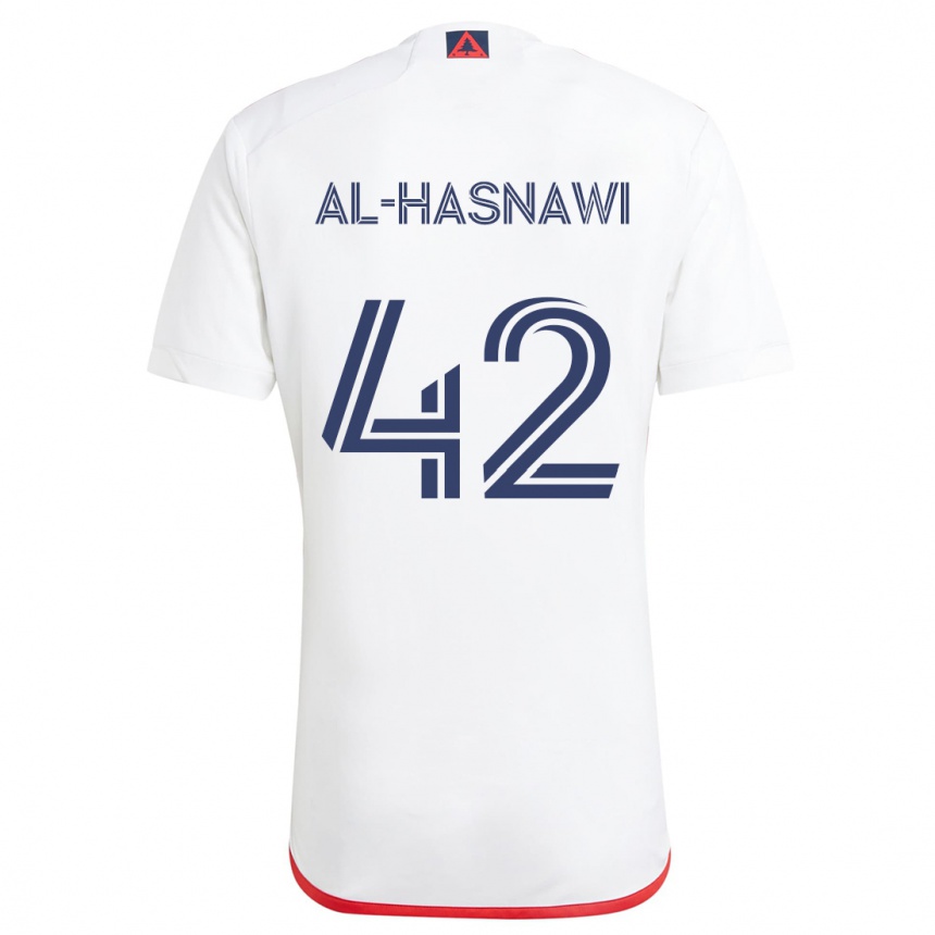 Enfant Football Maillot Moshtaba Al-Hasnawi #42 Blanc Rouge Tenues Extérieur 2024/25 Canada