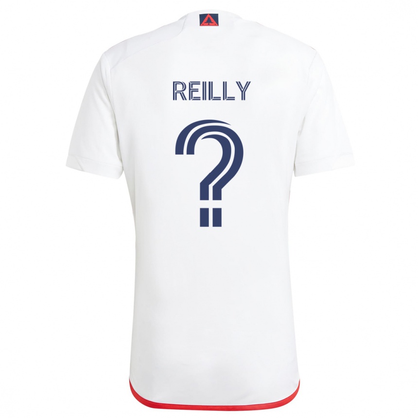 Kids Football Aidan Reilly #0 White Red Away Jersey 2024/25 T-Shirt Canada