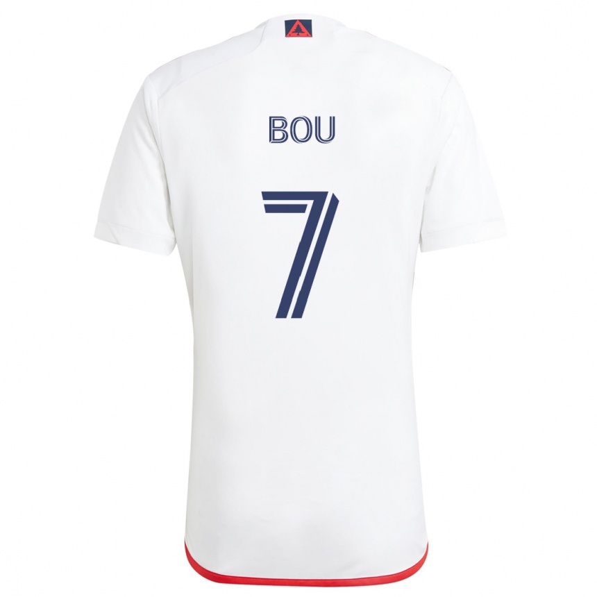 Kids Football Gustavo Bou #7 White Red Away Jersey 2024/25 T-Shirt Canada