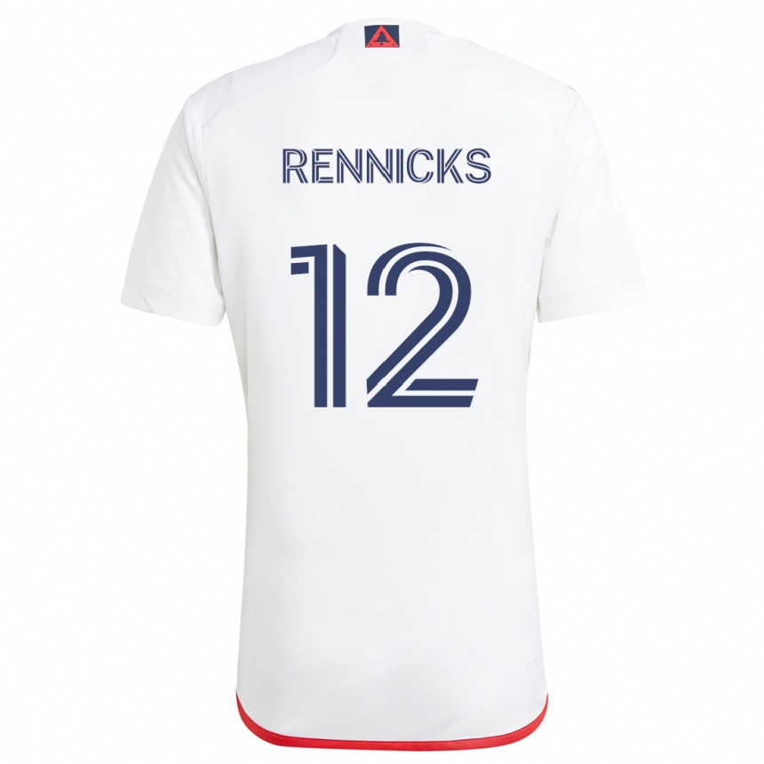 Enfant Football Maillot Justin Rennicks #12 Blanc Rouge Tenues Extérieur 2024/25 Canada