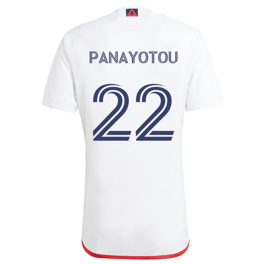 Kids Football Jack Panayotou #22 White Red Away Jersey 2024/25 T-Shirt Canada