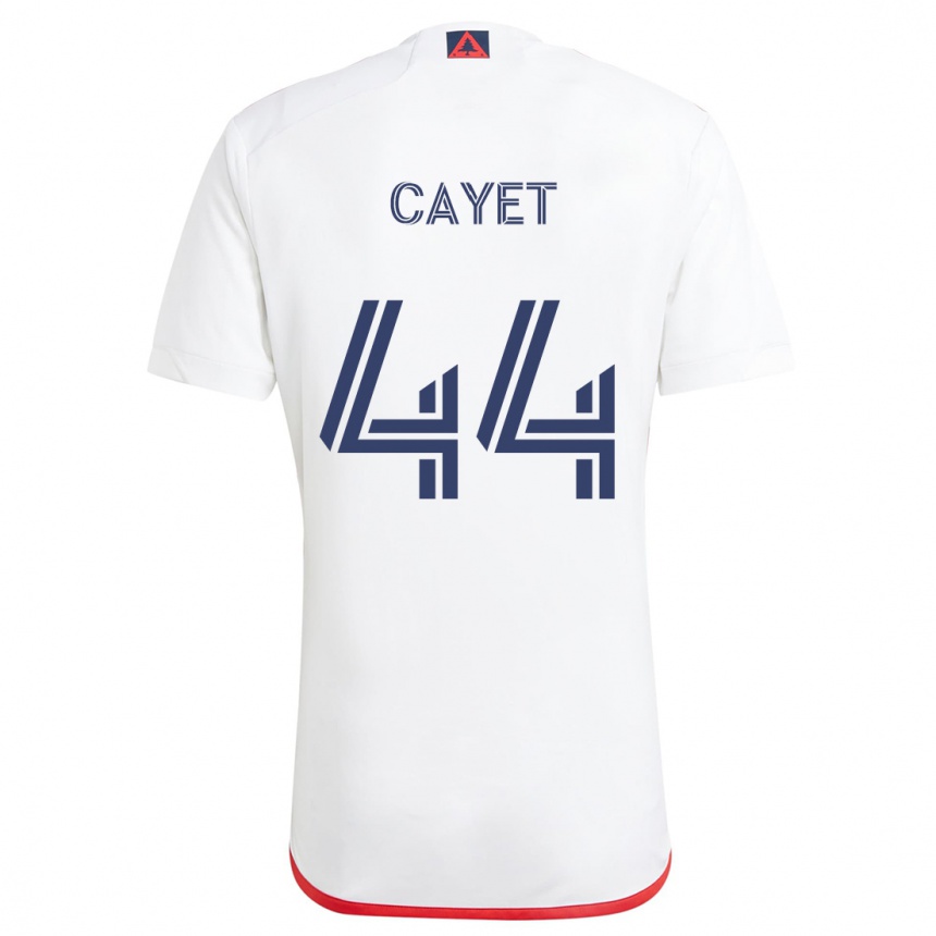 Enfant Football Maillot Pierre Cayet #44 Blanc Rouge Tenues Extérieur 2024/25 Canada