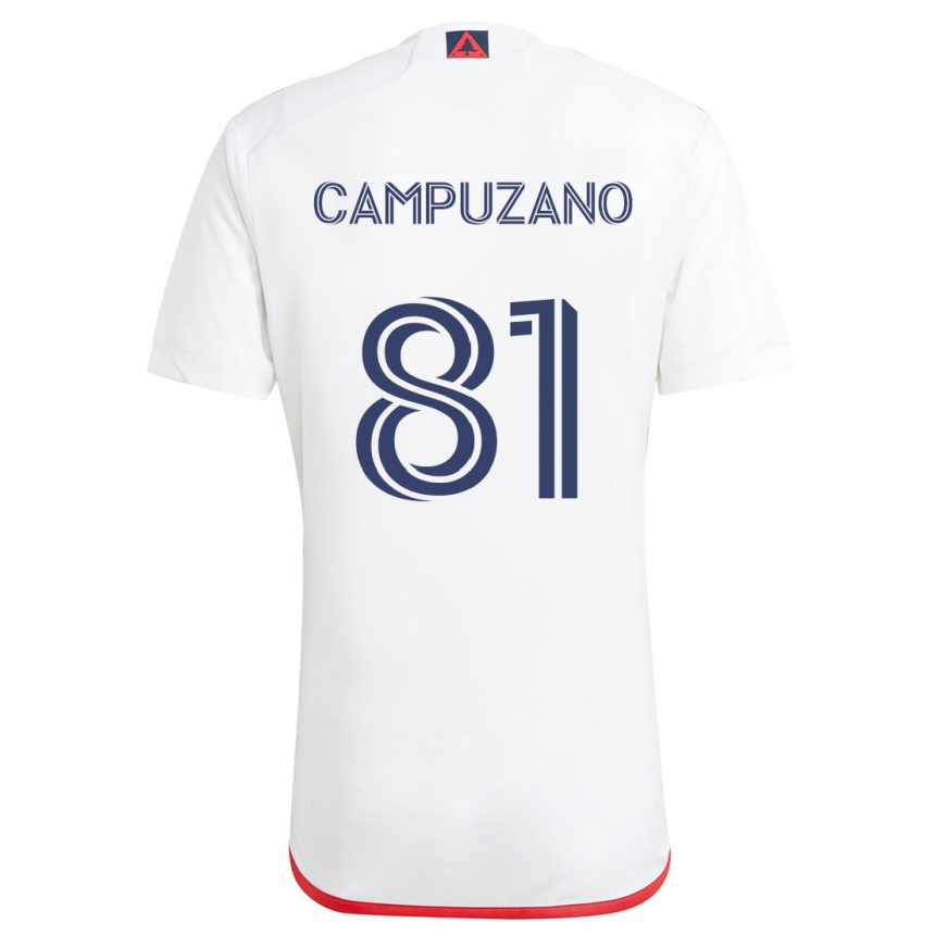 Enfant Football Maillot Nico Campuzano #81 Blanc Rouge Tenues Extérieur 2024/25 Canada