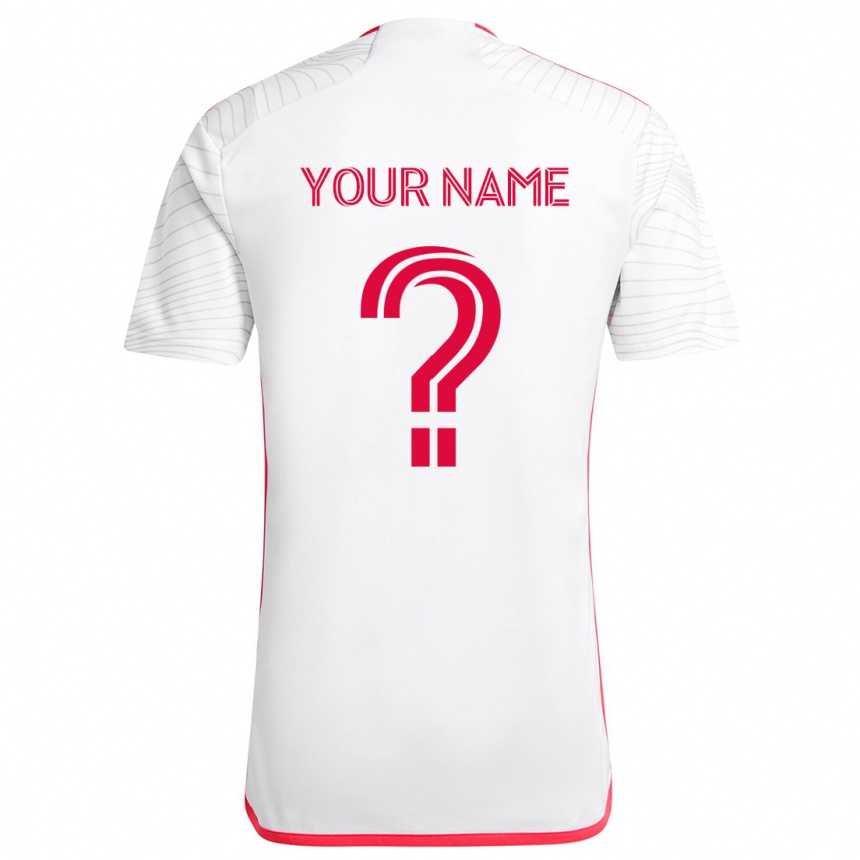 Kids Football Your Name #0 White Red Away Jersey 2024/25 T-Shirt Canada