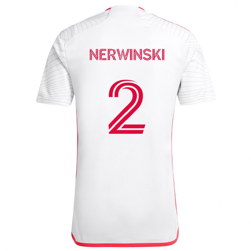 Kids Football Jake Nerwinski #2 White Red Away Jersey 2024/25 T-Shirt Canada