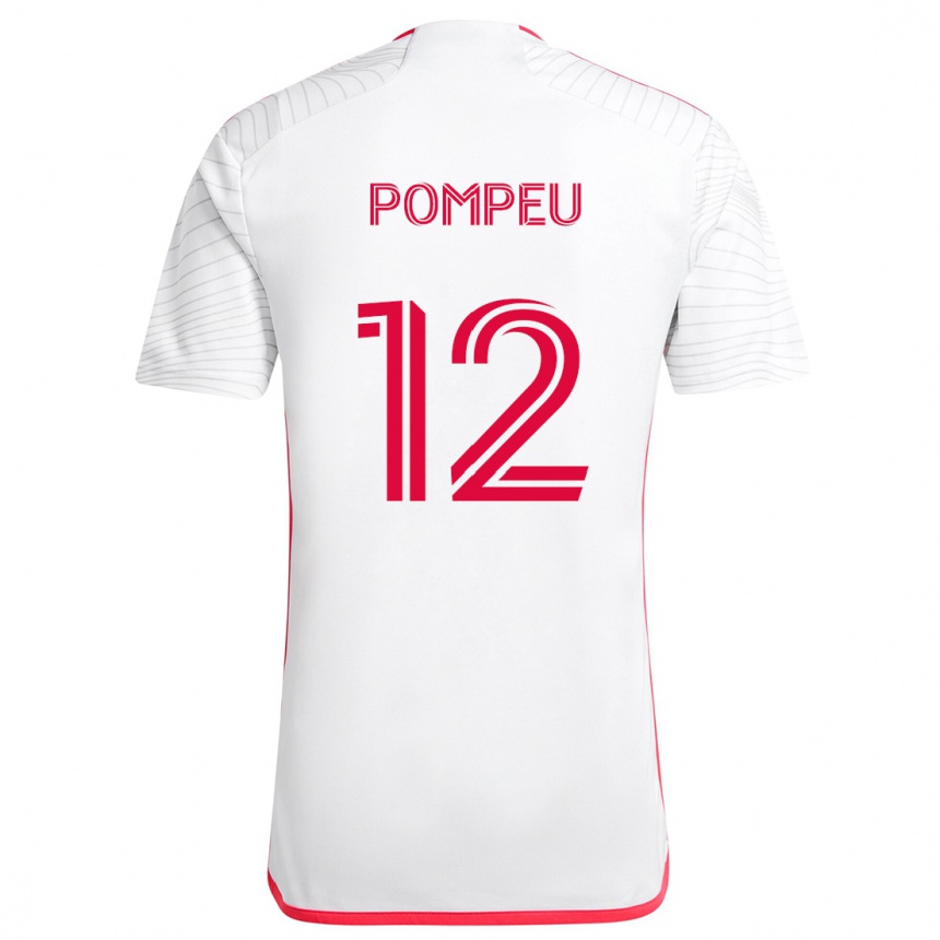 Kids Football Célio Pompeu #12 White Red Away Jersey 2024/25 T-Shirt Canada