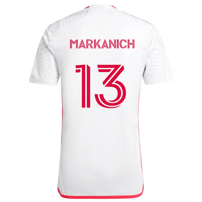 Kids Football Anthony Markanich #13 White Red Away Jersey 2024/25 T-Shirt Canada