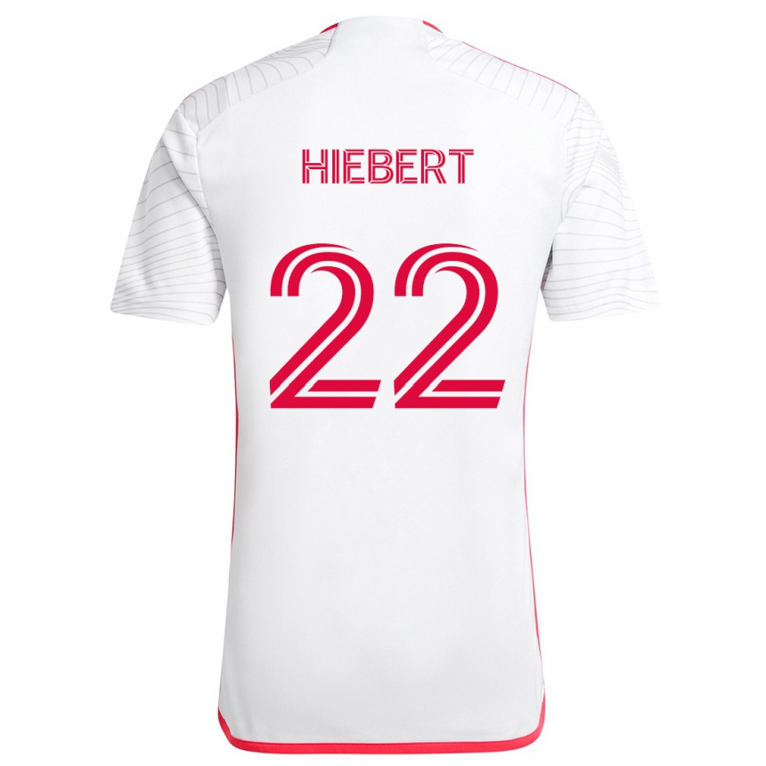 Kids Football Kyle Hiebert #22 White Red Away Jersey 2024/25 T-Shirt Canada