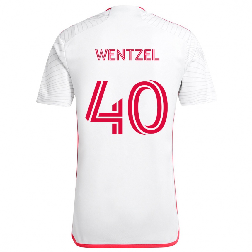 Kids Football Michael Wentzel #40 White Red Away Jersey 2024/25 T-Shirt Canada