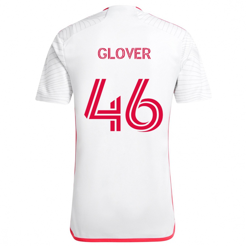 Kids Football Caden Glover #46 White Red Away Jersey 2024/25 T-Shirt Canada