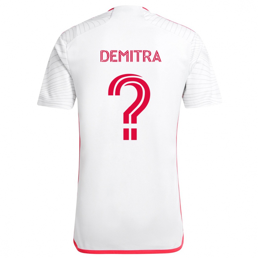 Kids Football Lucas Demitra #0 White Red Away Jersey 2024/25 T-Shirt Canada